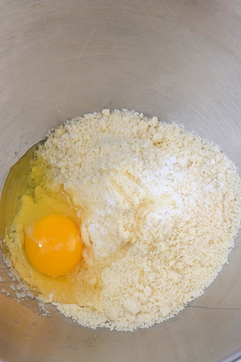 Mixing egg and almond flour