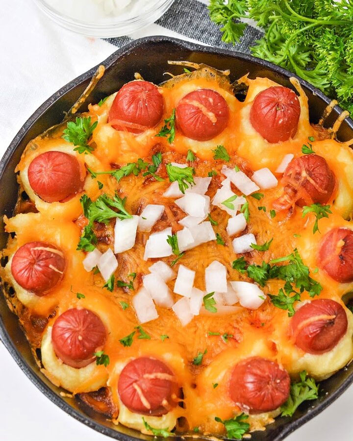 Keto Chili Cheese Dog Skillet Dip