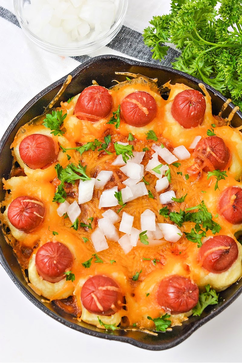 Keto Chili Cheese Dog Skillet Dip