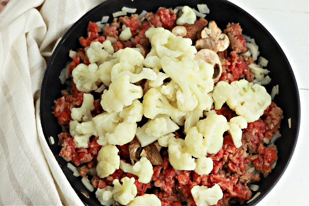 Keto Garlic Butter Sausage and Mushrooms Skillet
