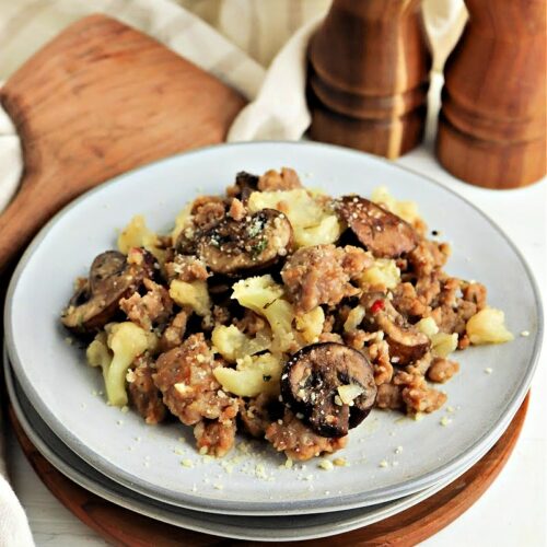 Keto Garlic Butter Sausage and Mushrooms Skillet