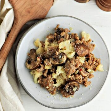 Keto Garlic Butter Sausage and Mushrooms Skillet