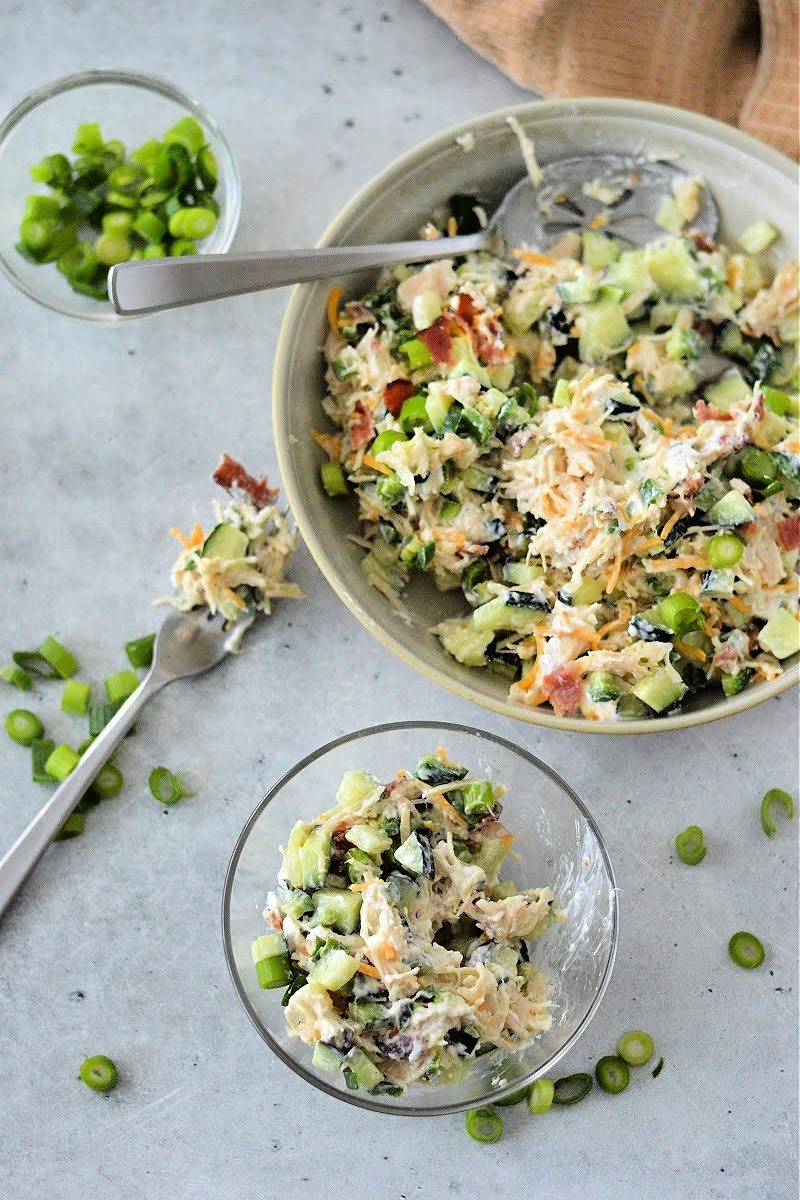 Keto Jalapeno Popper Chicken Cucumber Salad