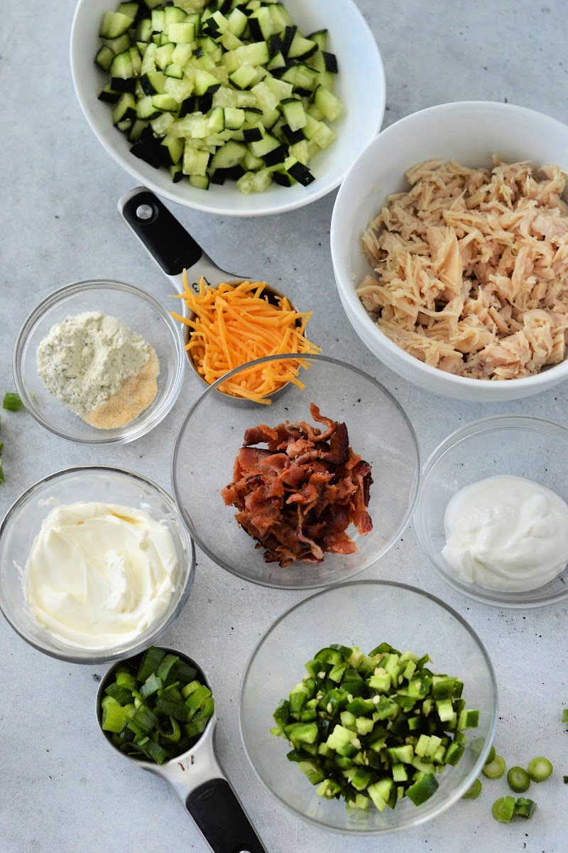 Keto Jalapeno Popper Chicken Cucumber Salad Ingredients
