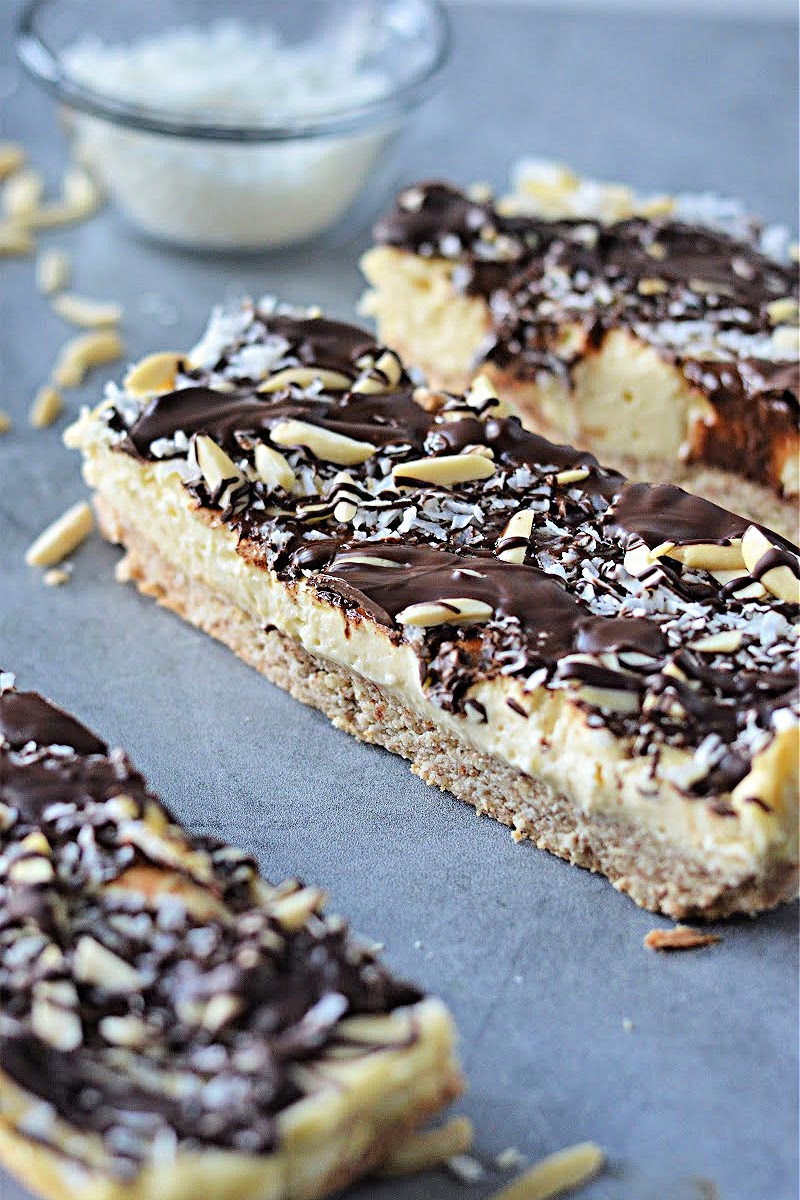 Low-Carb Almond Joy Cheesecake Bars