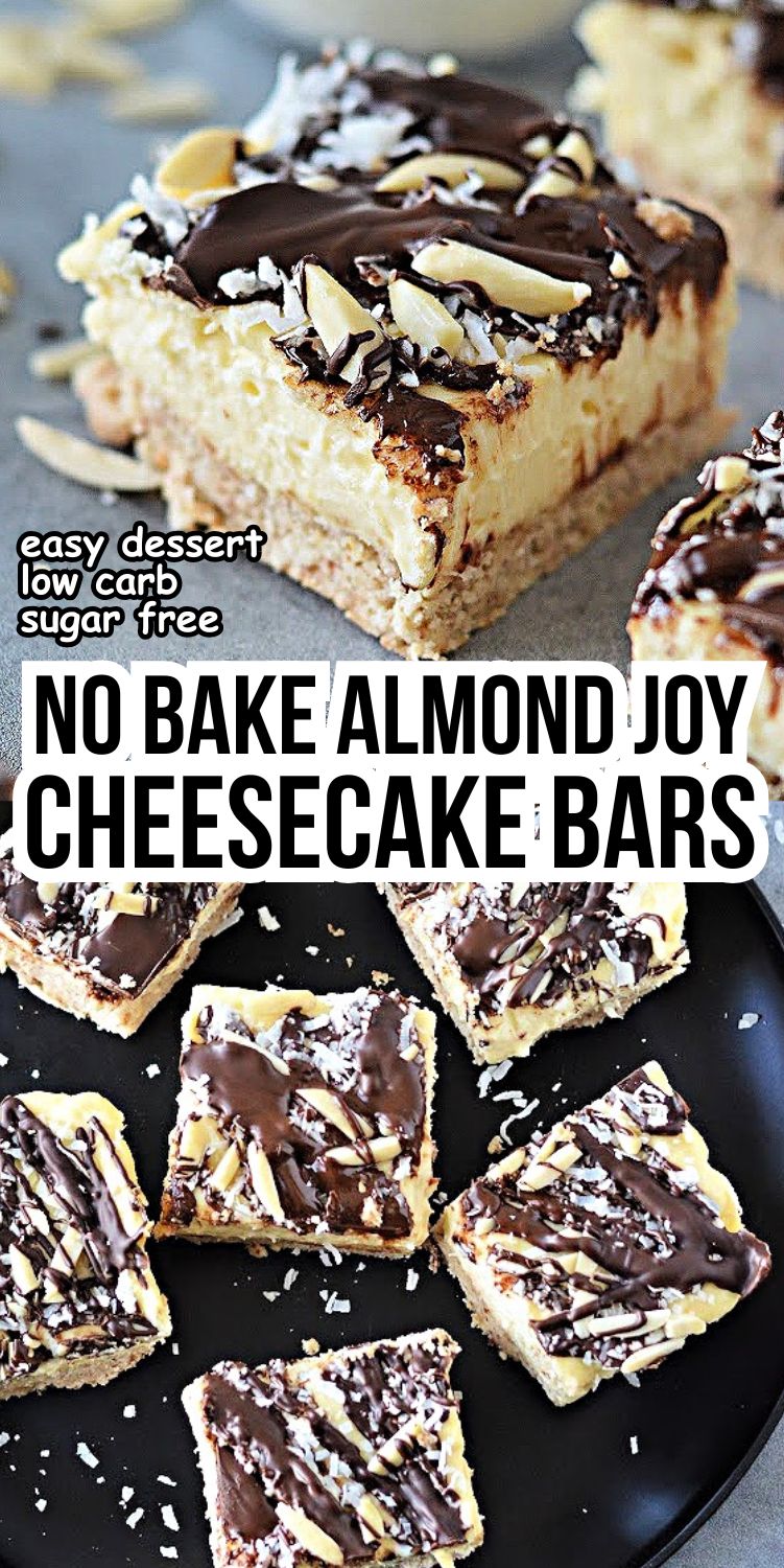 Low-Carb No-Bake Almond Joy Cheesecake Bars