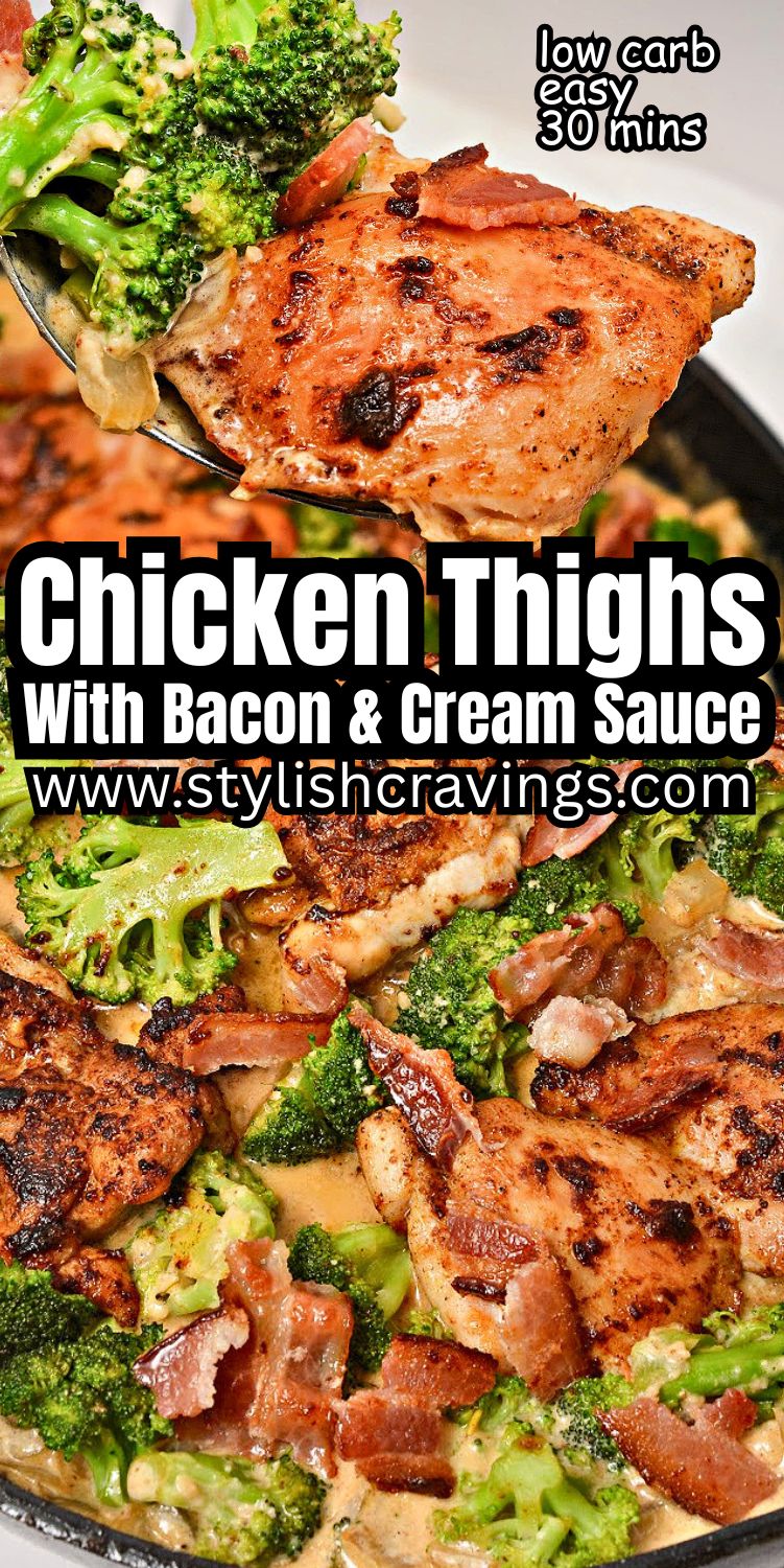 Keto Bacon Chicken Thighs With Garlic Cream Sauce