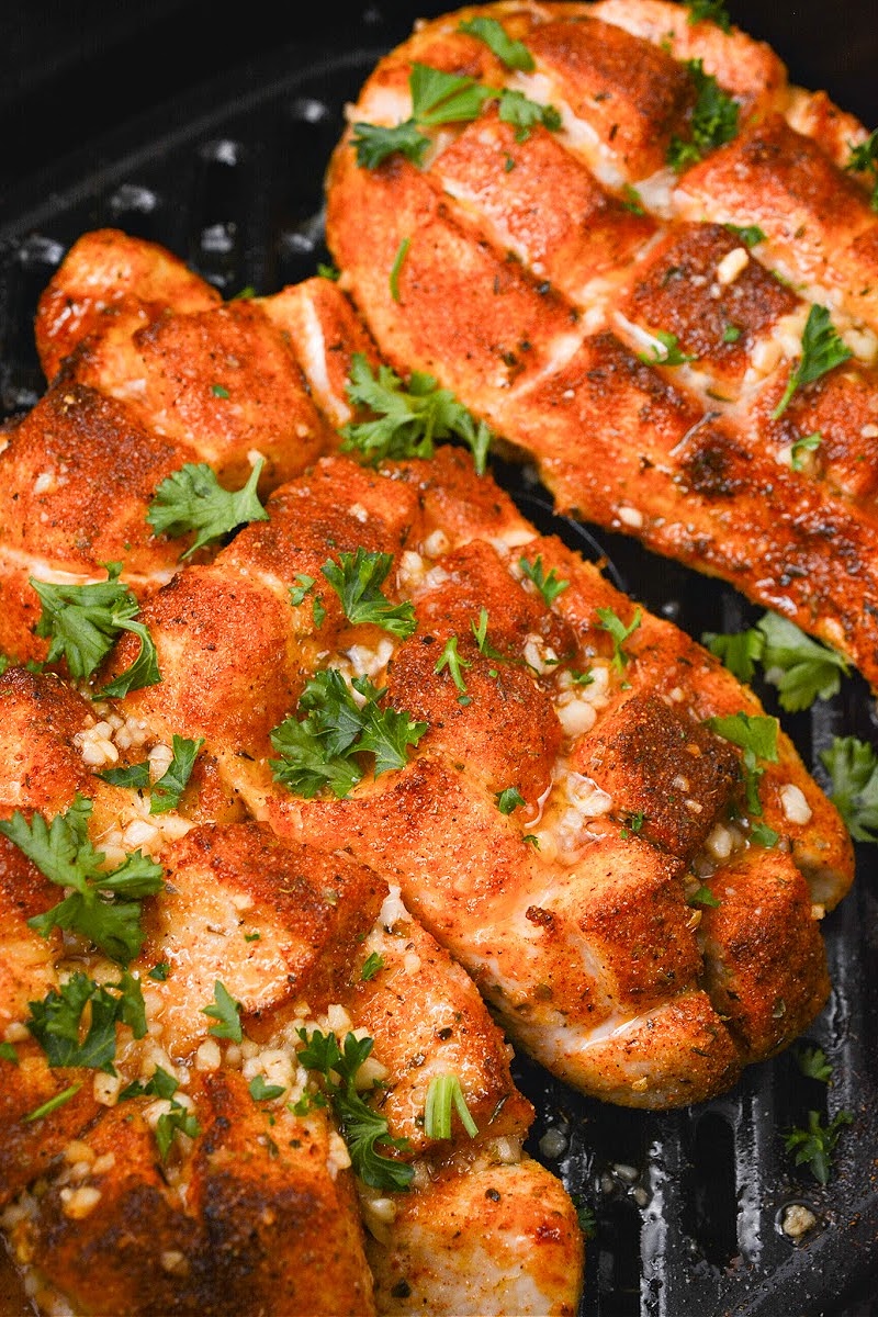 Keto Garlic Butter Air Fryer Chicken Breasts