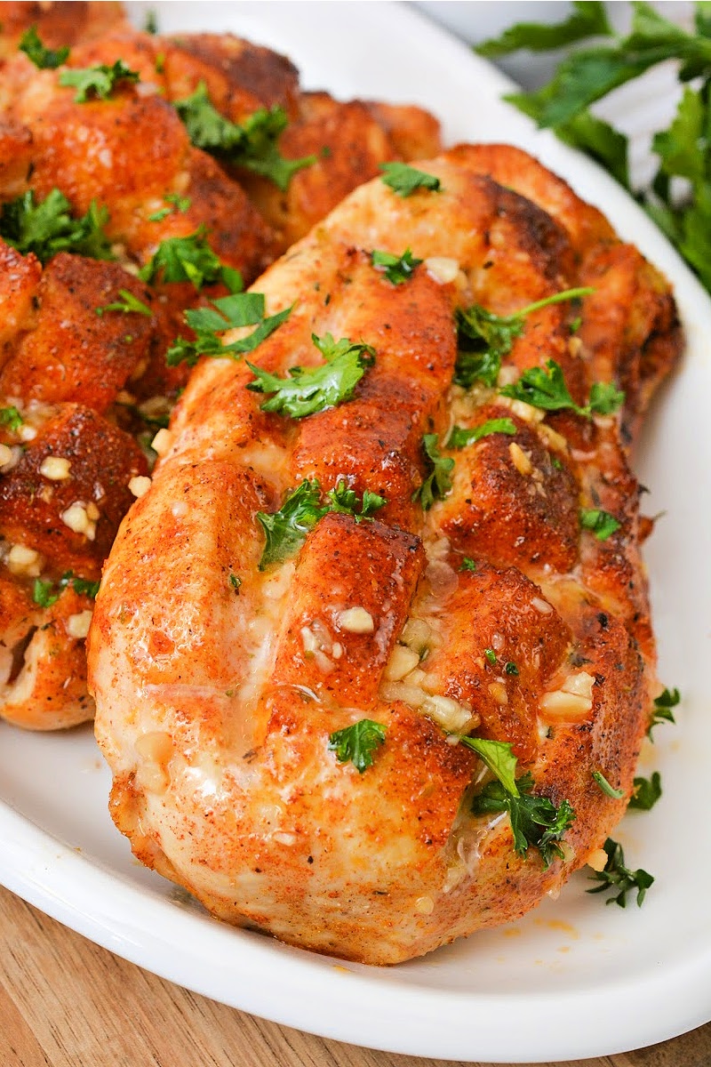 Keto Garlic Butter Air Fryer Chicken Breasts