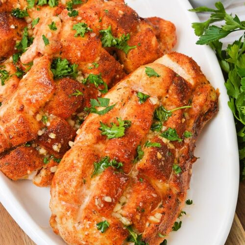 Keto Garlic Butter Air Fryer Chicken Breasts