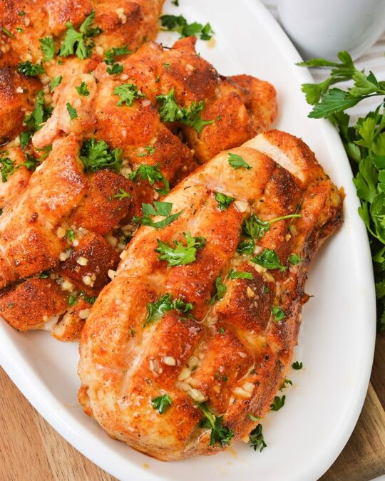 Keto Garlic Butter Air Fryer Chicken Breasts