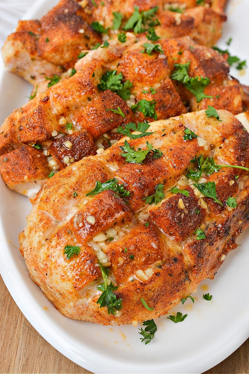 Keto Garlic Butter Air Fryer Chicken Breasts