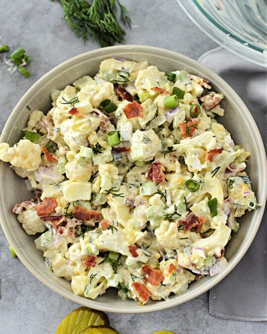 Keto Dill Pickle Ranch Cauliflower Salad