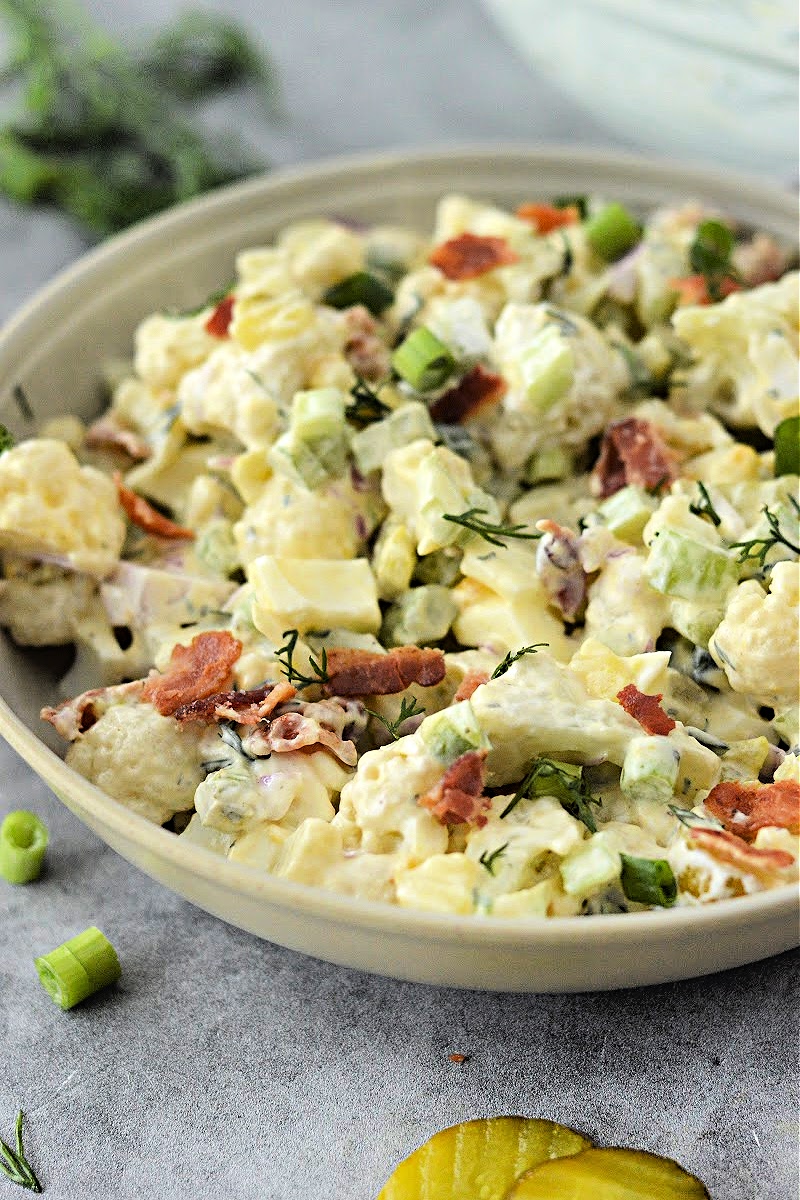 Keto Dill Pickle Ranch Cauliflower Salad