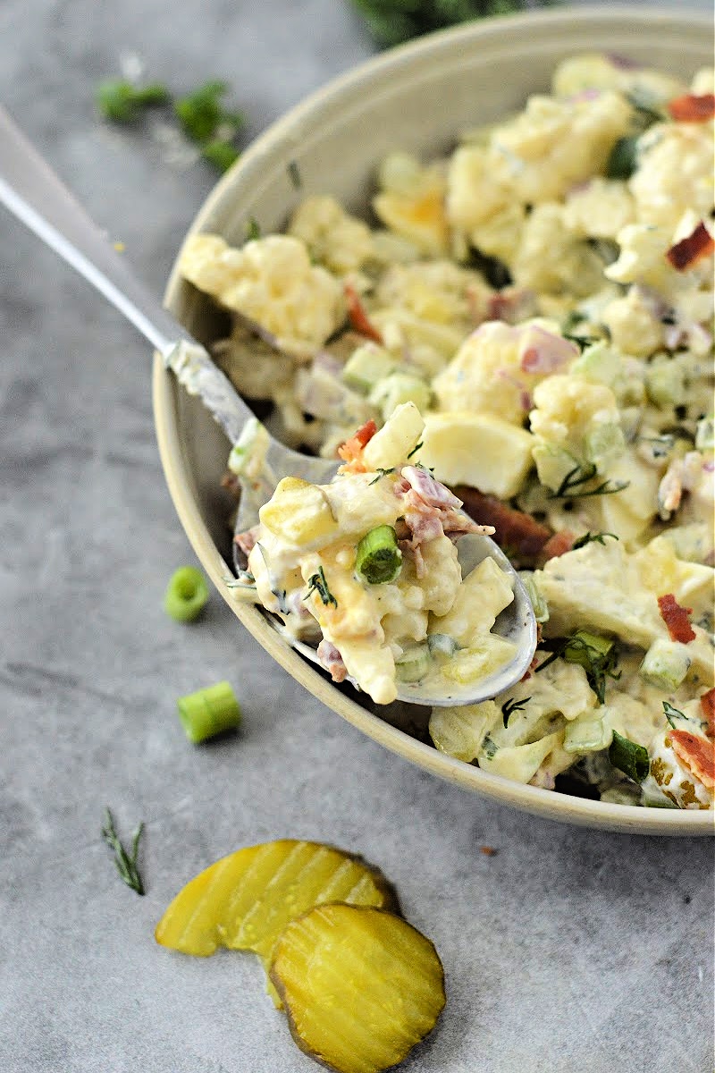 Keto Dill Pickle Ranch Cauliflower Salad