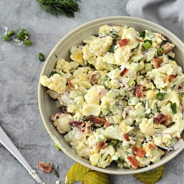Keto Dill Pickle Ranch Cauliflower Salad