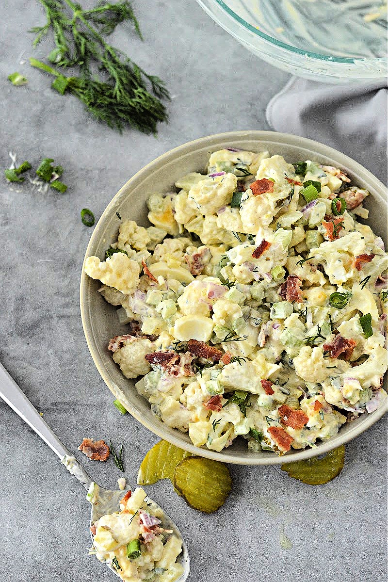 Keto Dill Pickle Ranch Cauliflower Salad