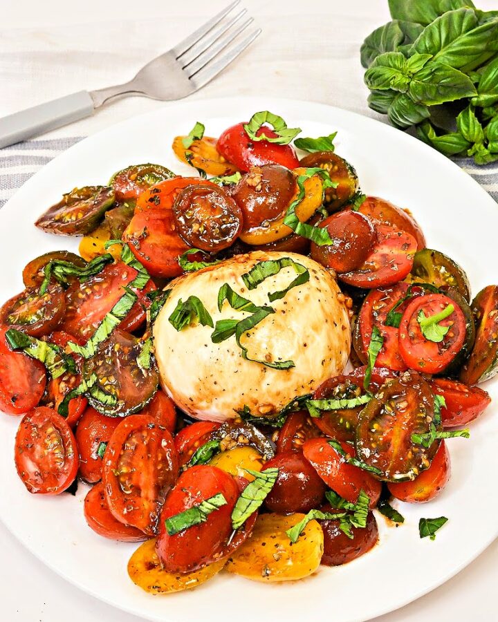 Keto Marinated Tomatoes and Burrata