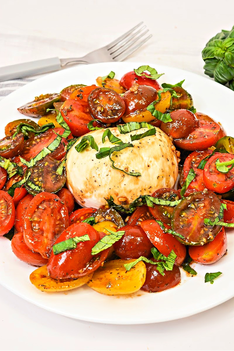 Keto Marinated Tomatoes and Burrata