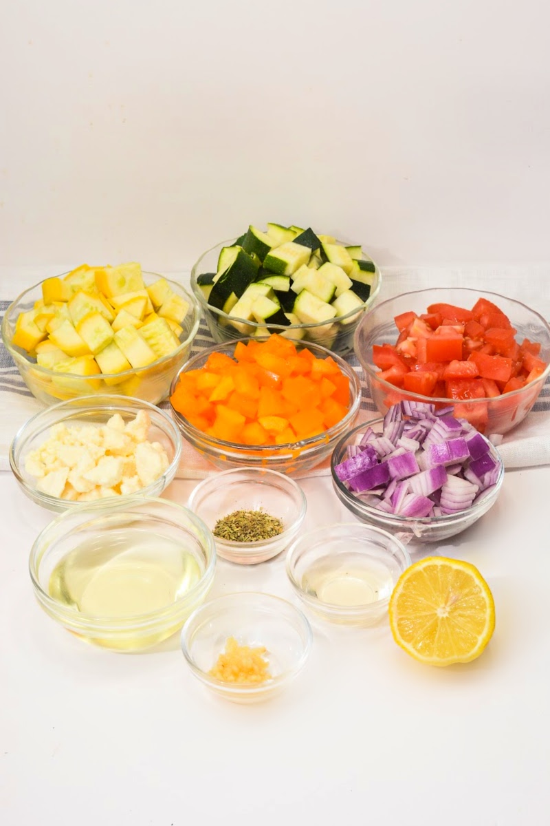 Keto Veggie Summer Salad Ingredients
