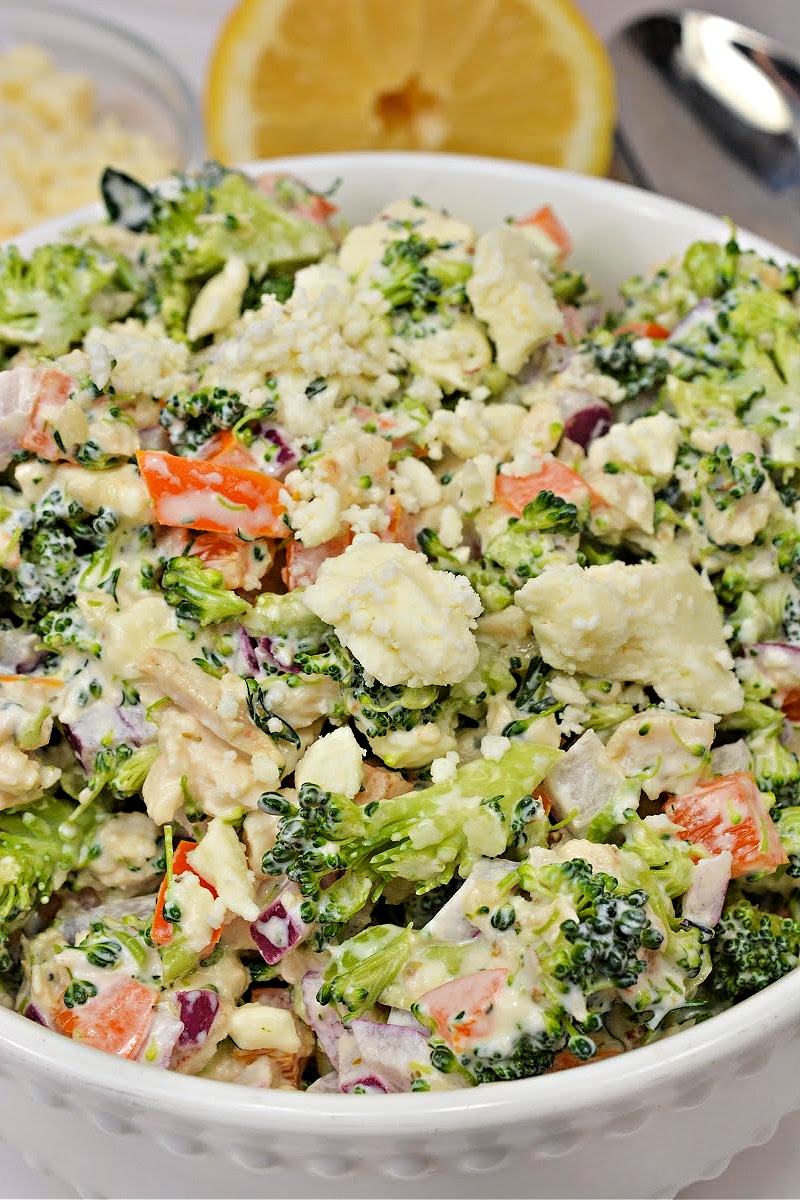 Keto Feta Chicken Broccoli Salad