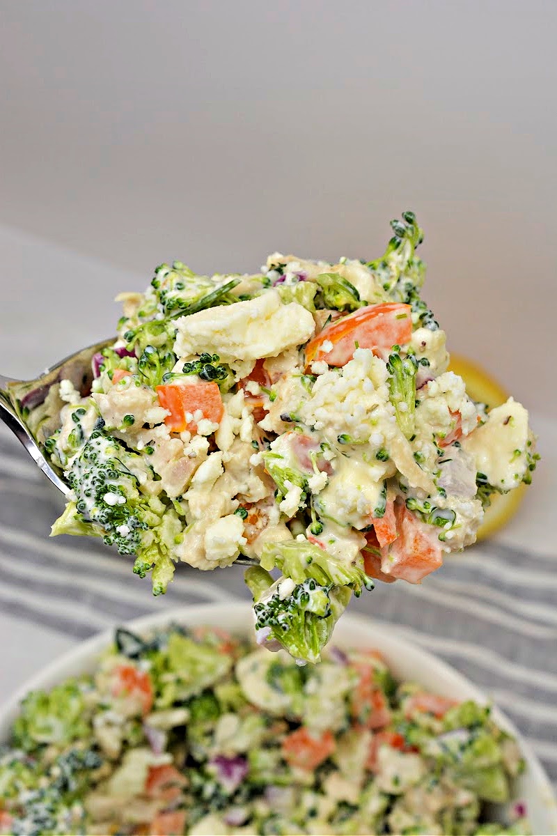 Keto Feta Chicken Broccoli Salad