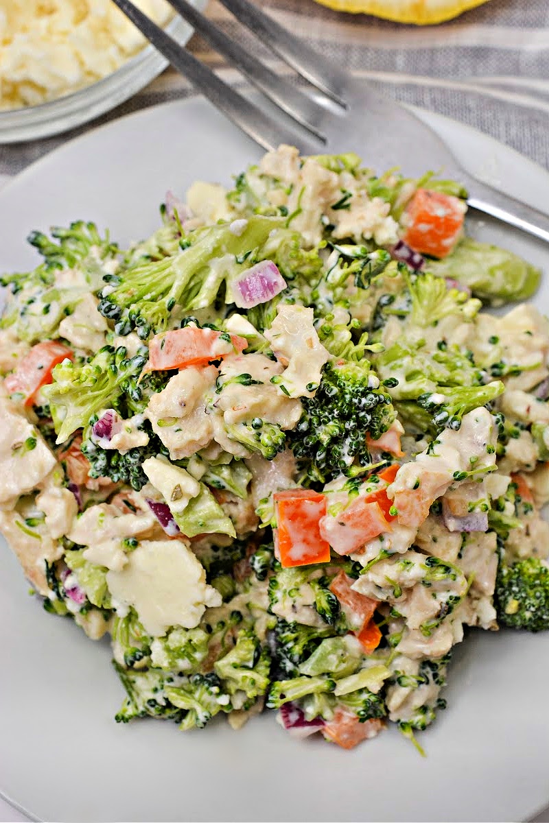 Keto Feta Chicken Broccoli Salad