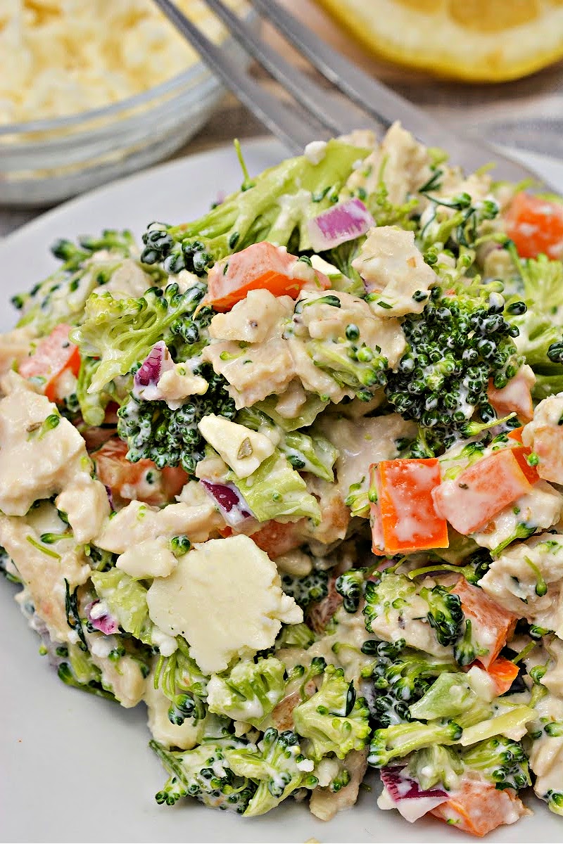 Keto Feta Chicken Broccoli Salad