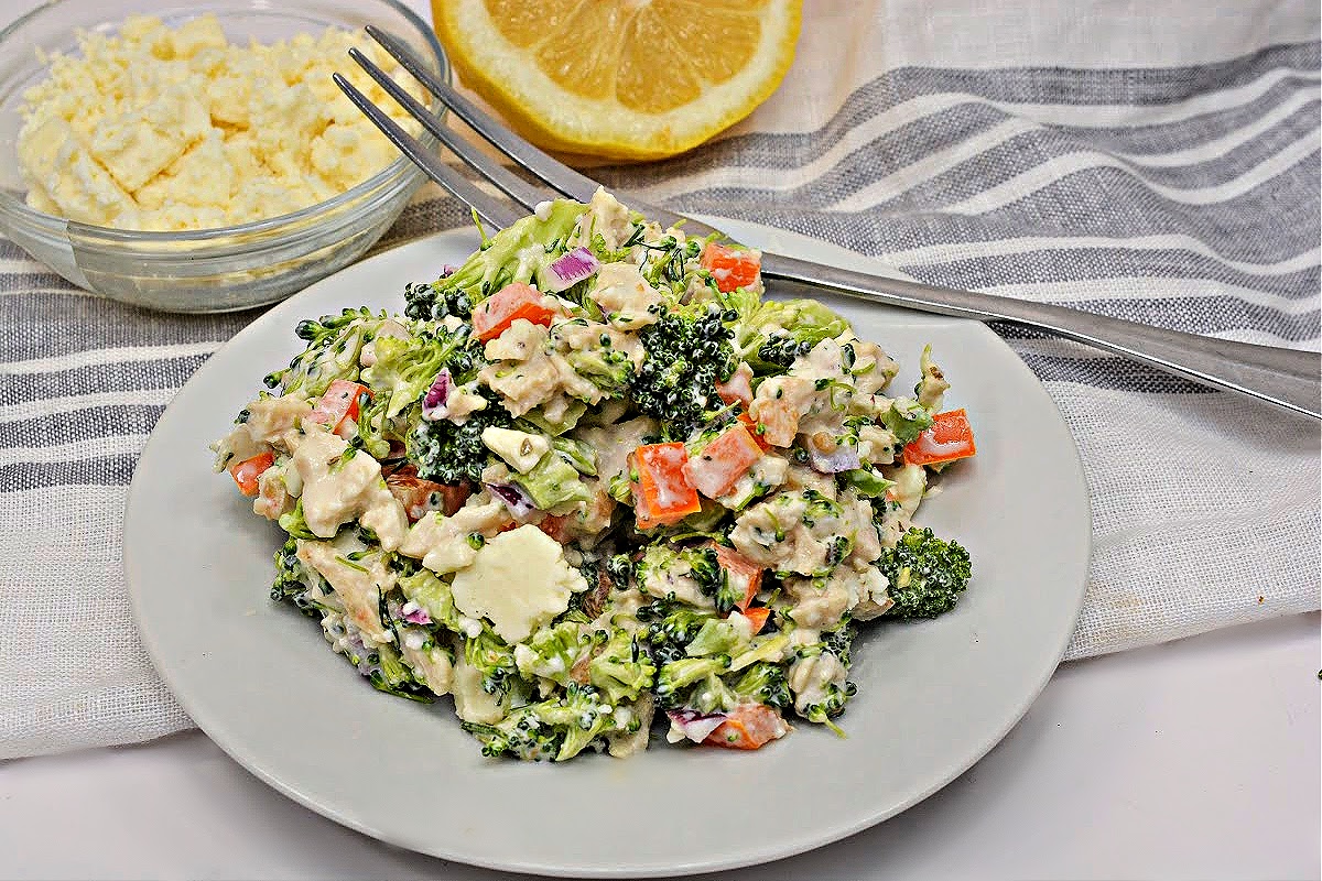 Keto Feta Chicken Broccoli Salad