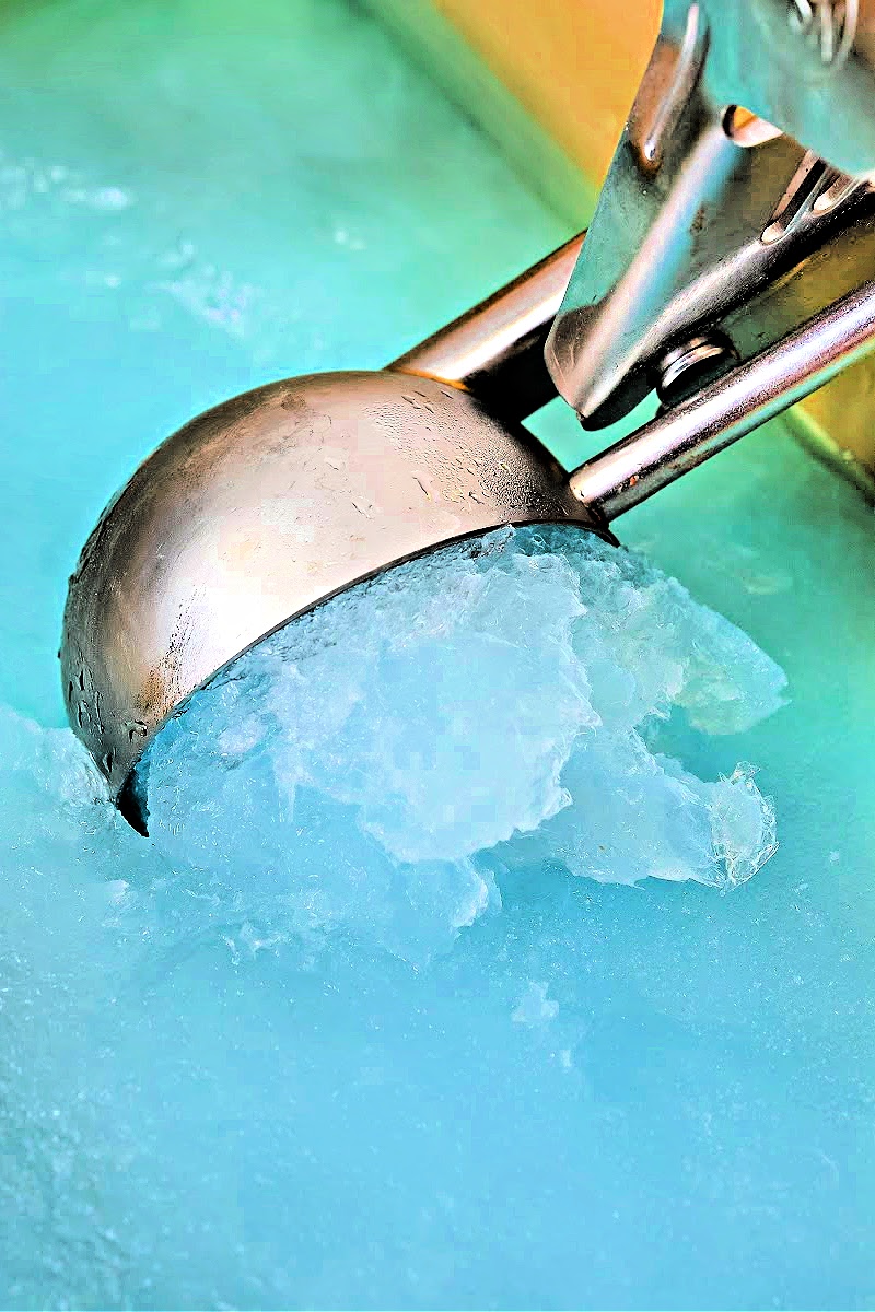 Using an ice cream scoop to serve Keto Gatorade Sorbet