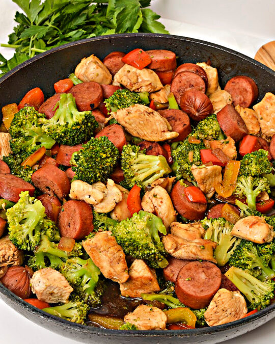 Keto Maple Garlic Chicken and Sausage Skillet