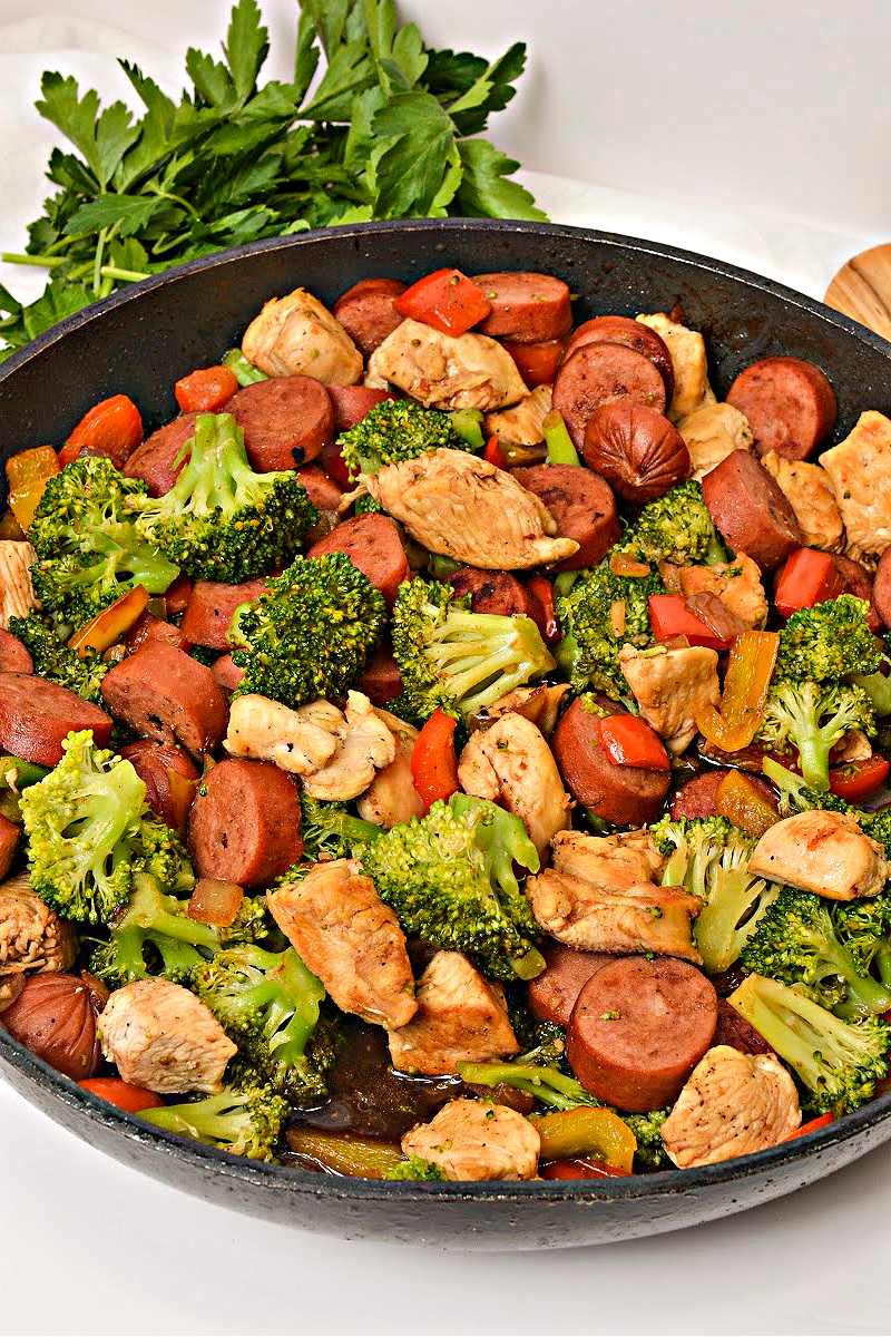 Keto Maple Garlic Chicken and Sausage Skillet