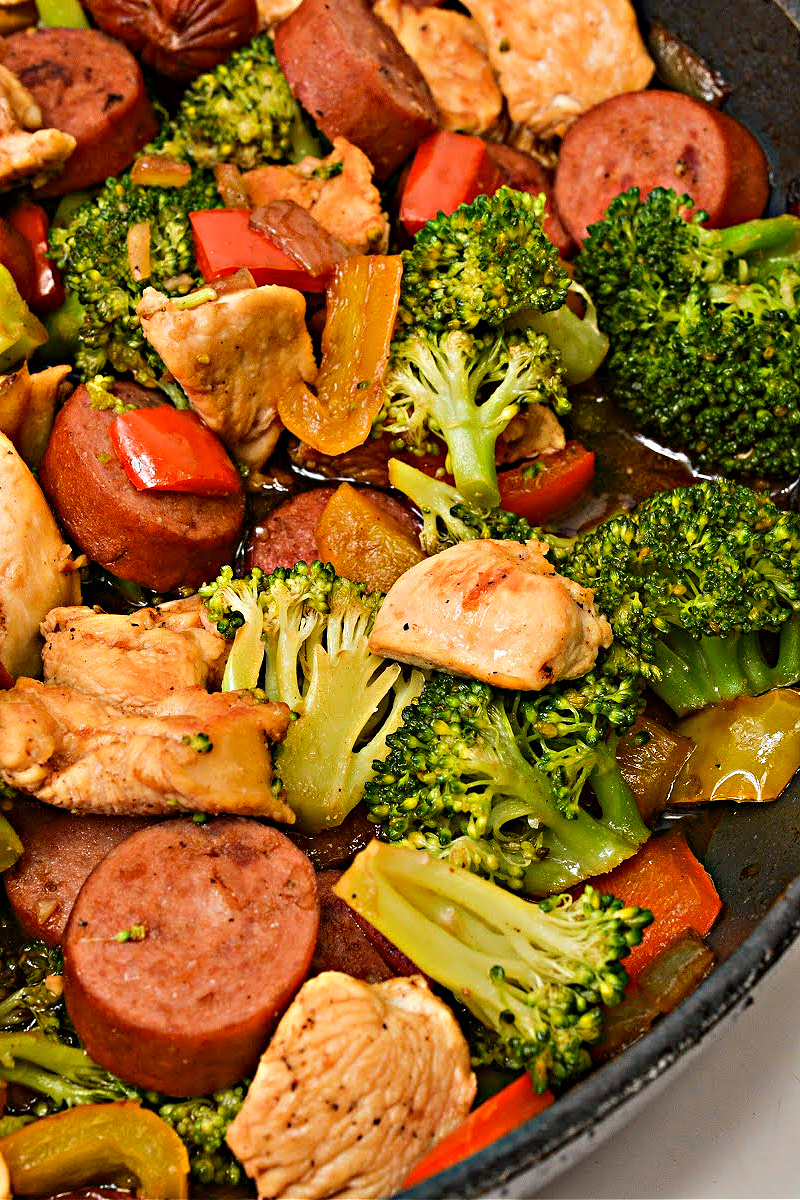Keto Maple Garlic Chicken and Sausage Skillet