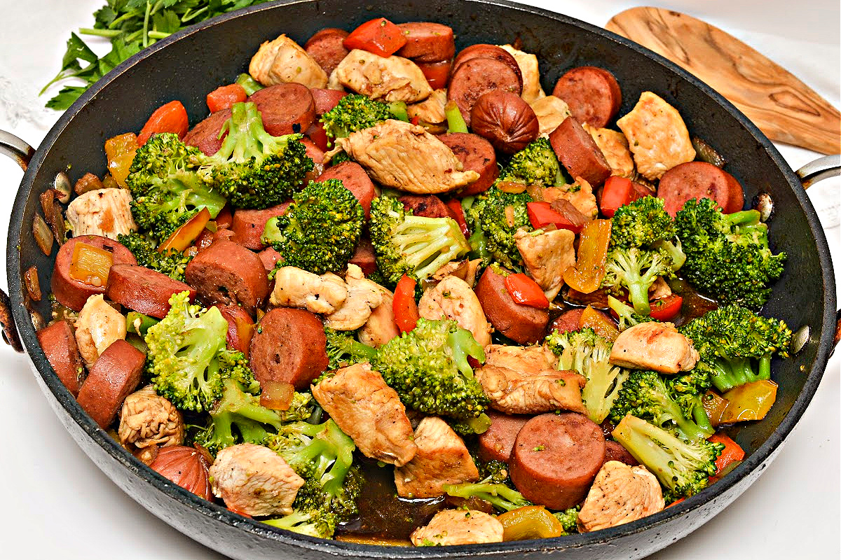 Keto Maple Garlic Chicken and Sausage Skillet