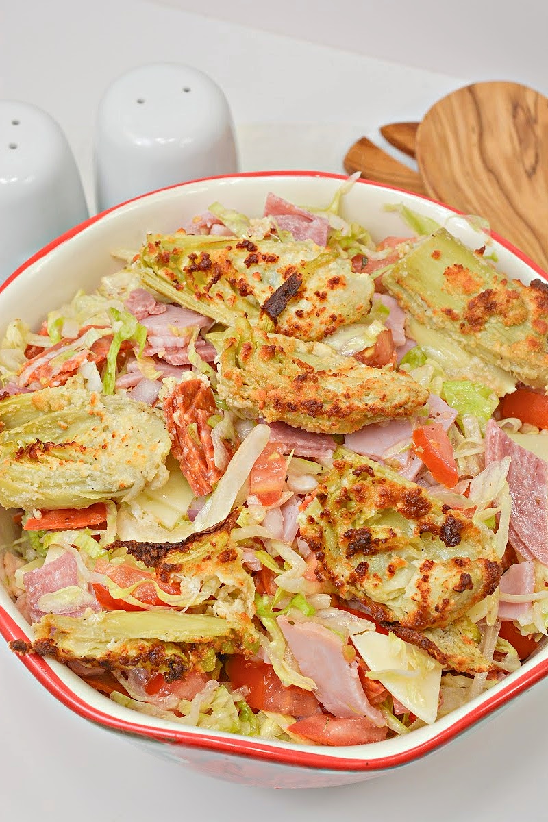 Low Carb Chopped Italian Salad With Crispy Artichoke