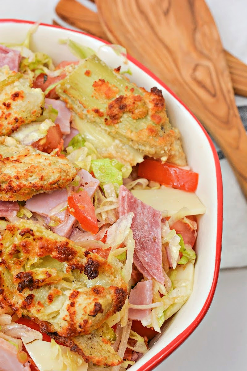 Low Carb Chopped Italian Salad With Crispy Artichoke