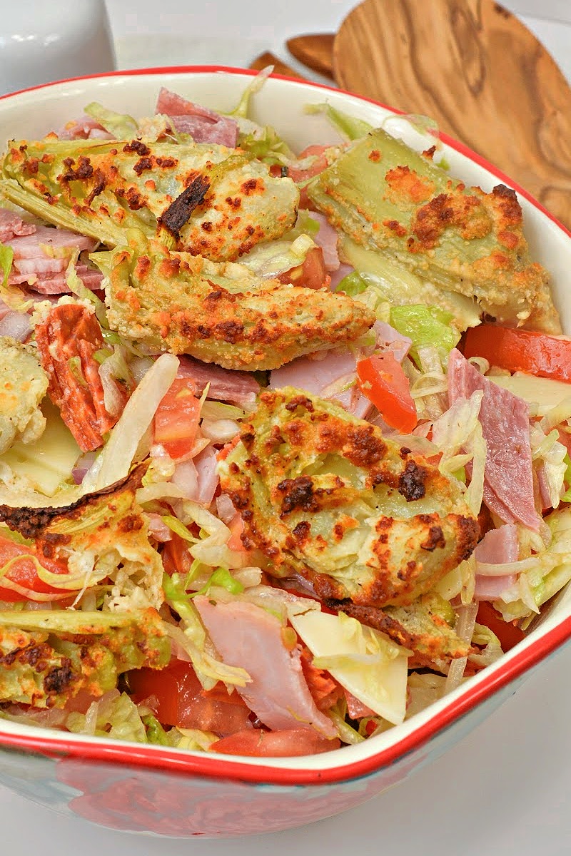 Low Carb Chopped Italian Salad With Crispy Artichoke