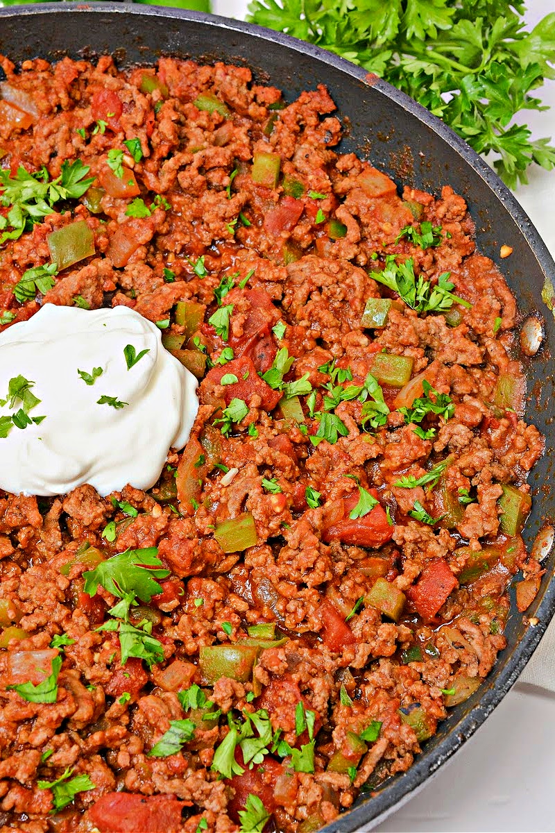 Low Carb Pumpkin Chili Sloppy Joe Skillet