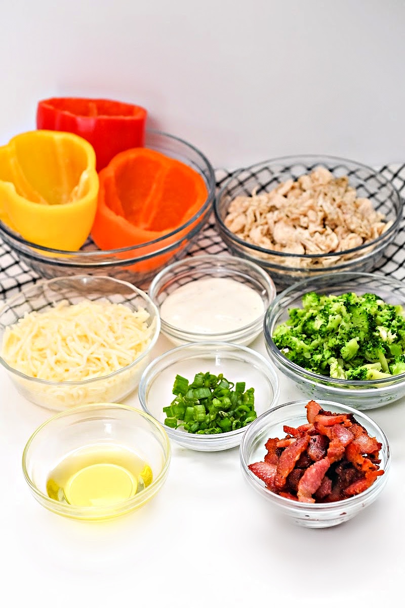 Keto Ranch Chicken and Broccoli Stuffed Peppers