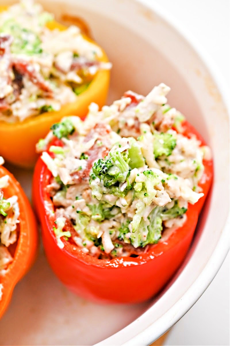 Keto Ranch Chicken and Broccoli Stuffed Peppers