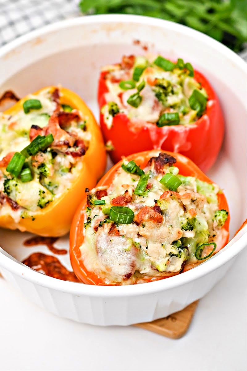 Keto Ranch Chicken and Broccoli Stuffed Peppers