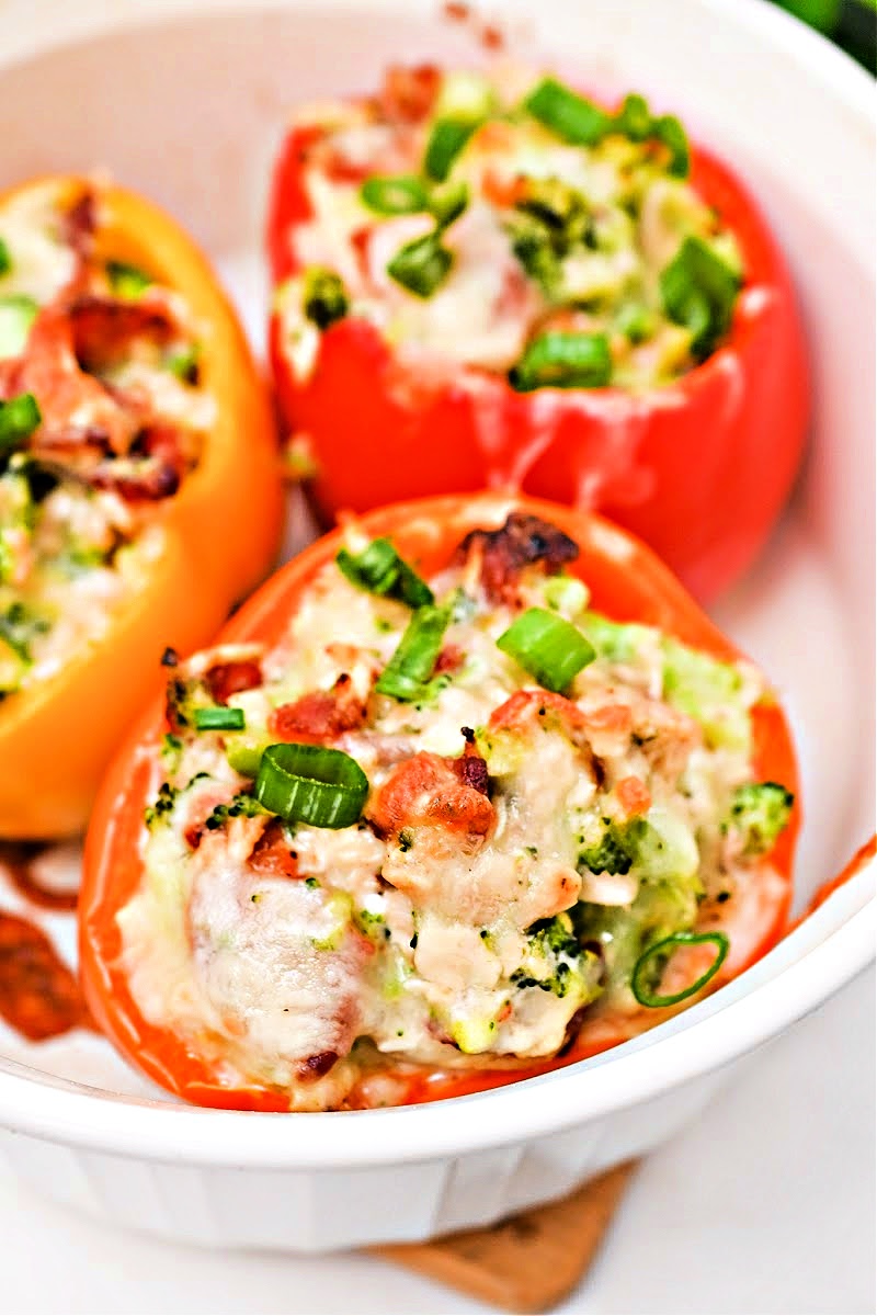 Keto Ranch Chicken and Broccoli Stuffed Peppers