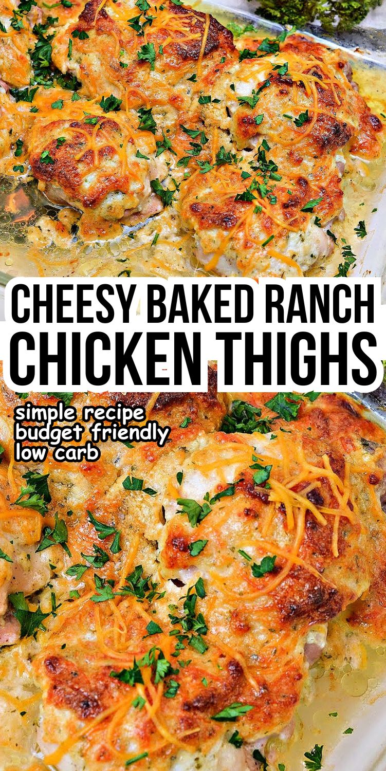 Keto Baked Cheesy Ranch Chicken Thighs