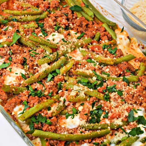 Low Carb Italian Ground Beef and Green Beans Bake