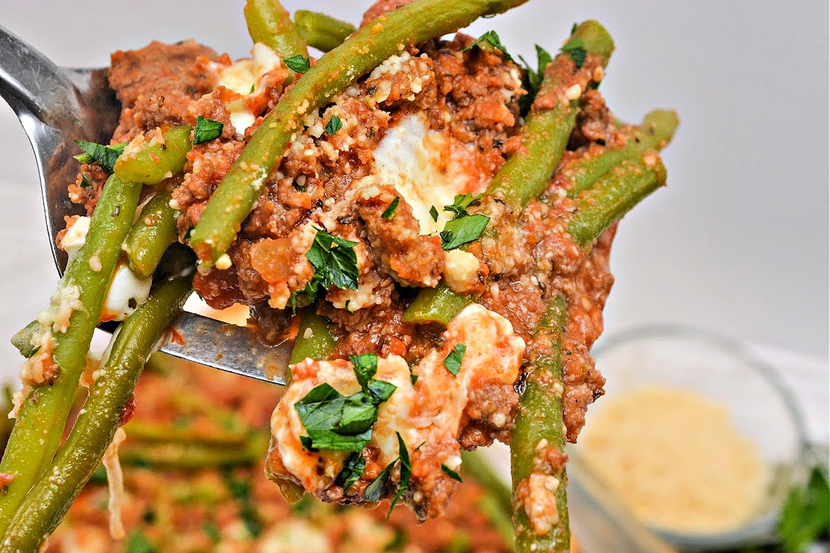 Low Carb Italian Ground Beef and Green Beans Bake