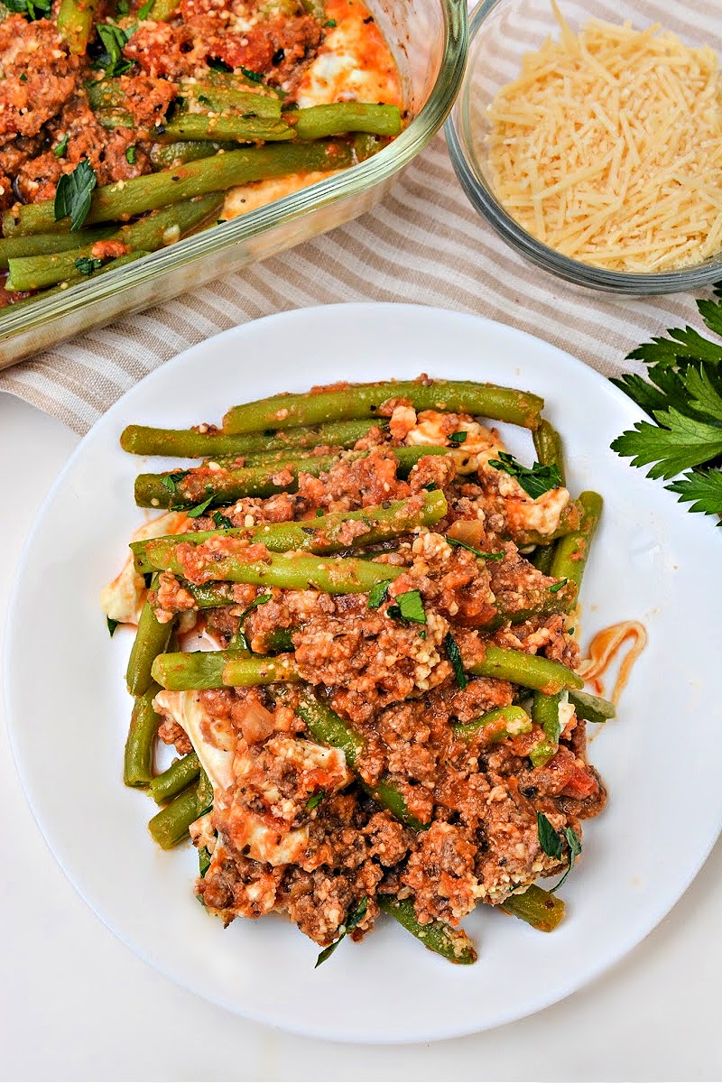 Low Carb Italian Ground Beef and Green Beans Bake