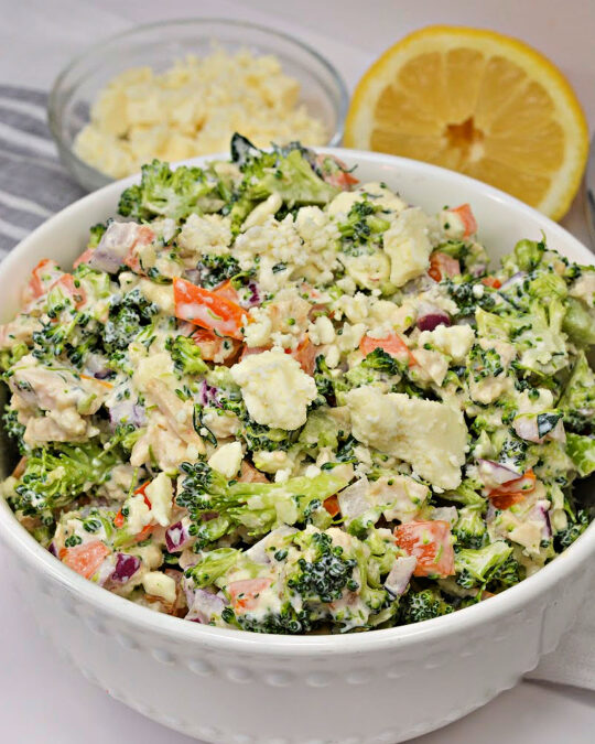 Keto Feta Chicken Broccoli Salad