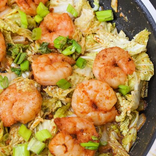 Keto Lemon Sautéed Napa Cabbage With Shrimp