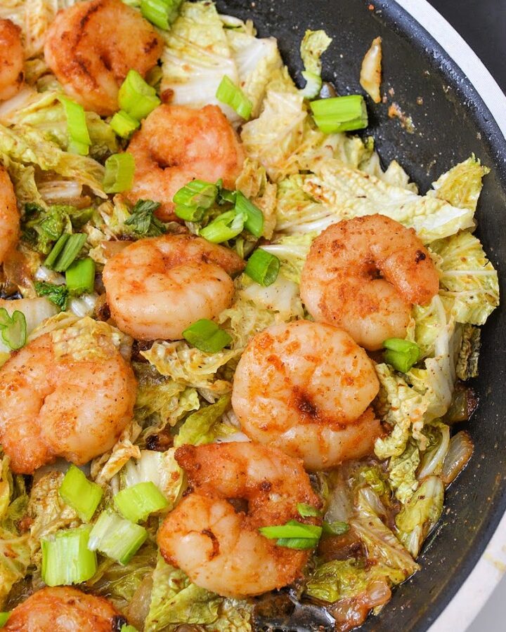 Keto Lemon Sautéed Napa Cabbage With Shrimp