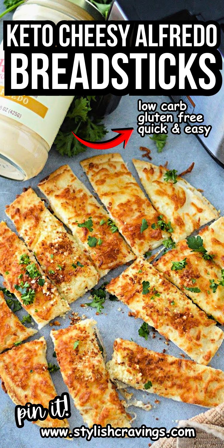 Keto Alfredo Cheesy Breadsticks